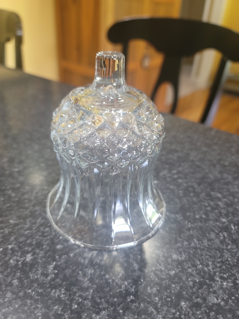 Vintage Homco clear pressed glass votive diamond quilt and fluted bell design